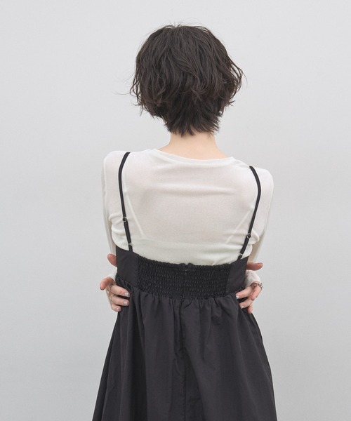 &. NOSTALGIA(アンドドットノスタルジア)の「シアーフロッキー袖口シアー切替トップス(Tシャツ/カットソー・レディース・チャコールグレー/オフホワイト・FREE)」の16枚目の写真