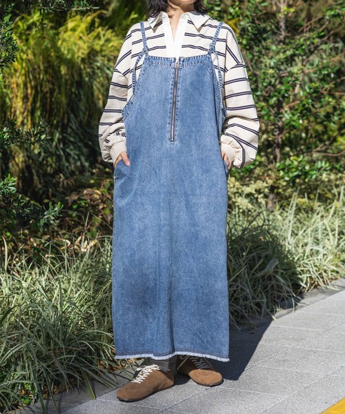 LEPSIM(レプシィム)の「【産前・産後対応】マタニティ/デニムフリンジキャミワンピース 632459(マタニティウェア/グッズ・レディース・ライトブルー/ブルー・FREE)」の9枚目の写真