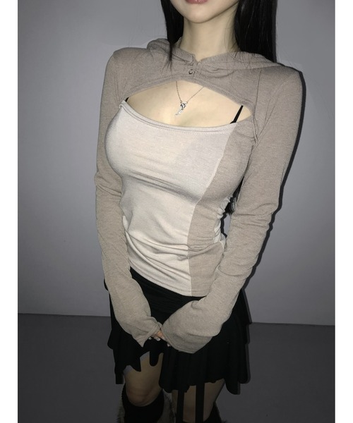 THEAIRTOWN(ジエアタウン)の「pistachio two tone hoodie(パーカー・レディース・ブラウン/ブラック/ブルー・FREE)」の14枚目の写真