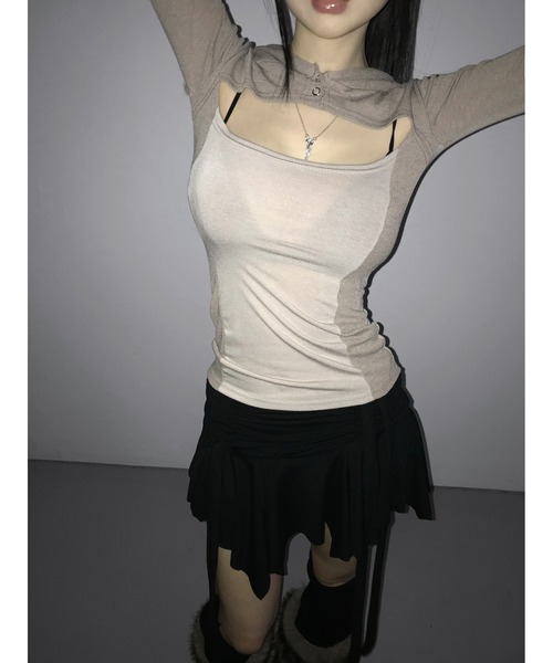 THEAIRTOWN(ジエアタウン)の「pistachio two tone hoodie(パーカー・レディース・ブラウン/ブラック/ブルー・FREE)」の15枚目の写真