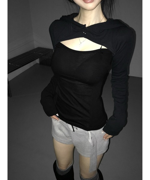 THEAIRTOWN(ジエアタウン)の「pistachio two tone hoodie(パーカー・レディース・ブラウン/ブラック/ブルー・FREE)」の16枚目の写真