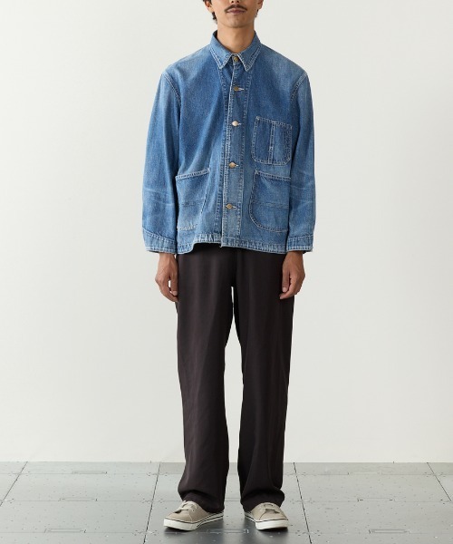 REMI RELIEF（レミレリーフ）の「REMI RELIEF/レミレリーフ 9.5oz ネップDENIM カバーオール(USED) シャツジャケット 2026年春夏（デニムジャケット・メンズ・ブルー・M/L/XL）」の3枚目の写真