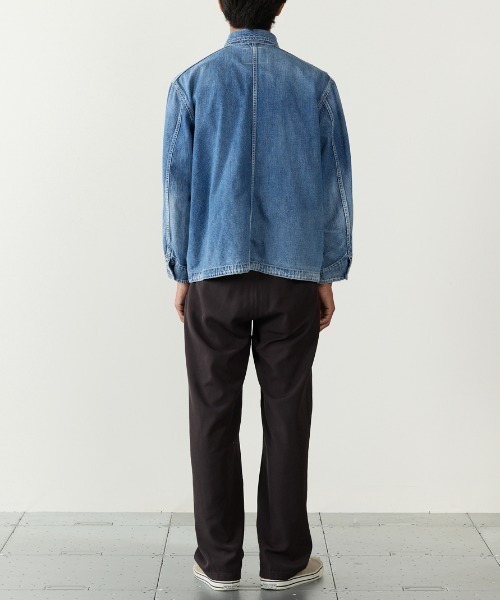 REMI RELIEF（レミレリーフ）の「REMI RELIEF/レミレリーフ 9.5oz ネップDENIM カバーオール(USED) シャツジャケット 2026年春夏（デニムジャケット・メンズ・ブルー・M/L/XL）」の4枚目の写真