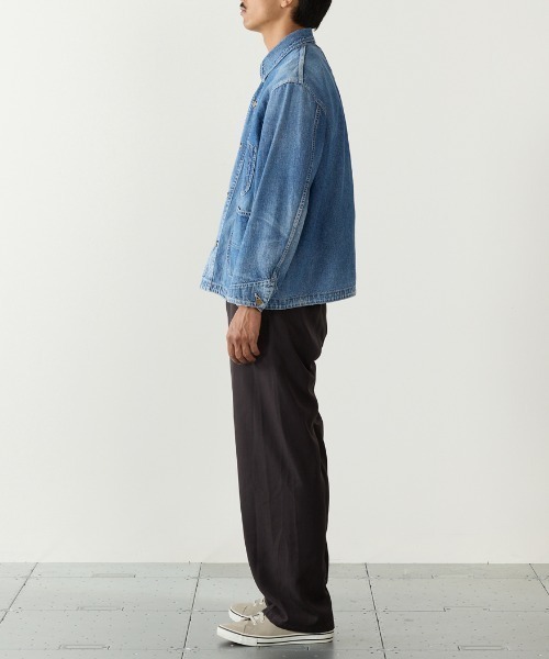 REMI RELIEF（レミレリーフ）の「REMI RELIEF/レミレリーフ 9.5oz ネップDENIM カバーオール(USED) シャツジャケット 2026年春夏（デニムジャケット・メンズ・ブルー・M/L/XL）」の5枚目の写真