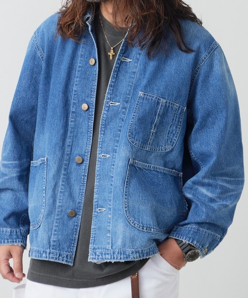 REMI RELIEF(レミレリーフ)の「REMI RELIEF/レミレリーフ 9.5oz ネップDENIM カバーオール(USED) シャツジャケット 2026年春夏(デニムジャケット・メンズ・ブルー・M/L/XL)」の18枚目の写真