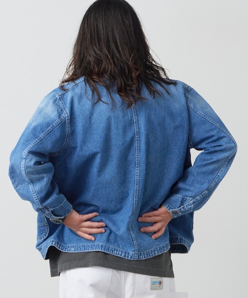 REMI RELIEF(レミレリーフ)の「REMI RELIEF/レミレリーフ 9.5oz ネップDENIM カバーオール(USED) シャツジャケット 2026年春夏(デニムジャケット・メンズ・ブルー・M/L/XL)」の17枚目の写真