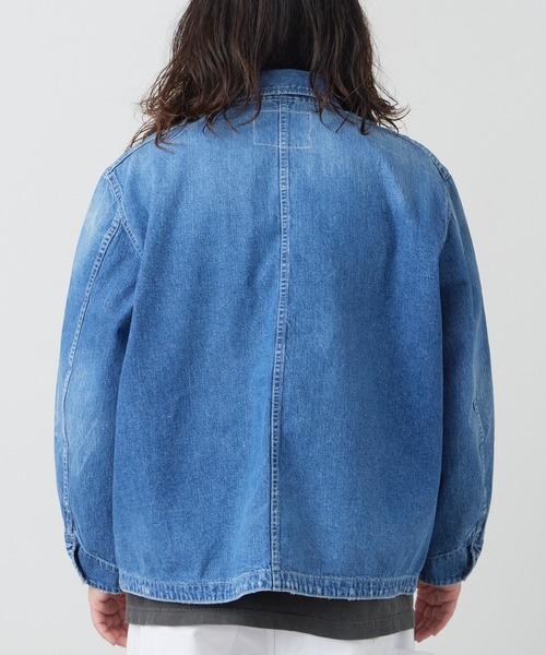REMI RELIEF(レミレリーフ)の「REMI RELIEF/レミレリーフ 9.5oz ネップDENIM カバーオール(USED) シャツジャケット 2026年春夏(デニムジャケット・メンズ・ブルー・M/L/XL)」の5枚目の写真