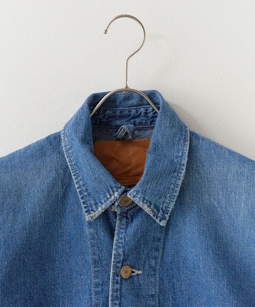 REMI RELIEF(レミレリーフ)の「REMI RELIEF/レミレリーフ 9.5oz ネップDENIM カバーオール(USED) シャツジャケット 2026年春夏(デニムジャケット・メンズ・ブルー・M/L/XL)」の13枚目の写真