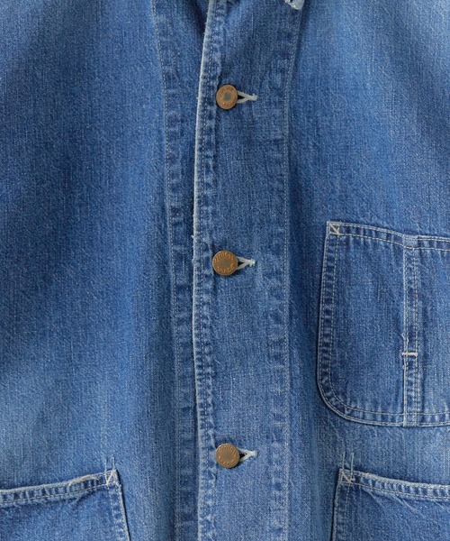 REMI RELIEF(レミレリーフ)の「REMI RELIEF/レミレリーフ 9.5oz ネップDENIM カバーオール(USED) シャツジャケット 2026年春夏(デニムジャケット・メンズ・ブルー・M/L/XL)」の12枚目の写真