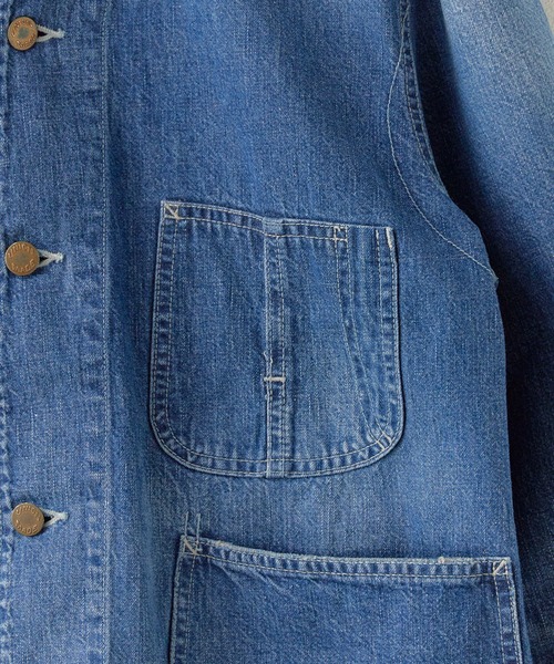 REMI RELIEF(レミレリーフ)の「REMI RELIEF/レミレリーフ 9.5oz ネップDENIM カバーオール(USED) シャツジャケット 2026年春夏(デニムジャケット・メンズ・ブルー・M/L/XL)」の11枚目の写真