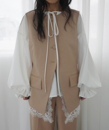 Ameri（アメリ）の「2WAY CREW NECK LACE TAKE OFF VEST（スーツジャケット）」