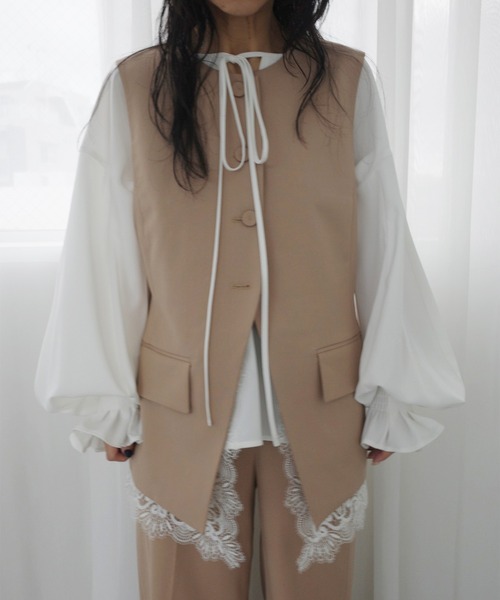 2WAY CREW NECK LACE TAKE OFF VEST（スーツジャケット）｜Ameri