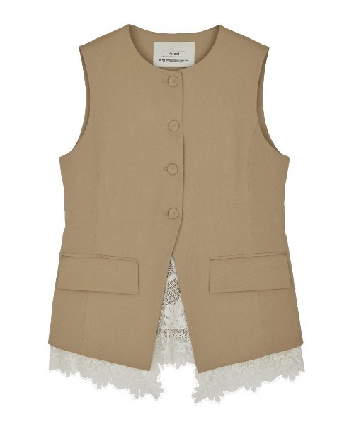 Ameri（アメリ）の「2WAY CREW NECK LACE TAKE OFF VEST（ベスト