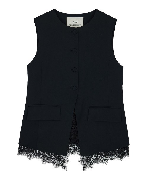 Ameri（アメリ）の「2WAY CREW NECK LACE TAKE OFF VEST（ベスト