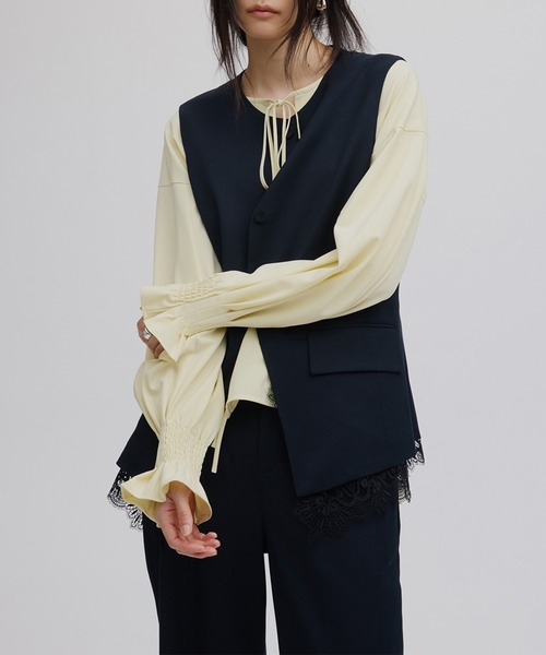 2WAY CREW NECK LACE TAKE OFF VEST（スーツジャケット）｜Ameri