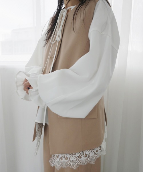 2WAY CREW NECK LACE TAKE OFF VEST（スーツジャケット）｜Ameri