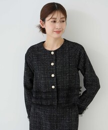 Jayro（ジャイロ）の「チュールフリル使いツィードジャケット（ノーカラージャケット）」