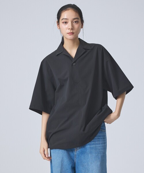 FORTUNA HOMME（フォルトゥナオム）の「【FORTUNA /フォルトゥナ】ECOTEC OpenCollarPO-Shirts/エコテックオープンカラープルオーバーシャツ/ユニセックス/【WEB限定】（シャツ/ブラウス・メンズ・ブラック/ホワイト・M/L）」の2枚目の写真