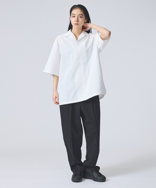 FORTUNA HOMME（フォルトゥナオム）の「【FORTUNA /フォルトゥナ】ECOTEC OpenCollarPO-Shirts/エコテックオープンカラープルオーバーシャツ/ユニセックス/【WEB限定】（シャツ/ブラウス・メンズ・ブラック/ホワイト・M/L）」の5枚目の写真