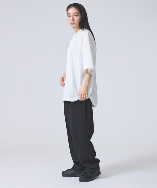 FORTUNA HOMME（フォルトゥナオム）の「【FORTUNA /フォルトゥナ】ECOTEC OpenCollarPO-Shirts/エコテックオープンカラープルオーバーシャツ/ユニセックス/【WEB限定】（シャツ/ブラウス・メンズ・ブラック/ホワイト・M/L）」の6枚目の写真