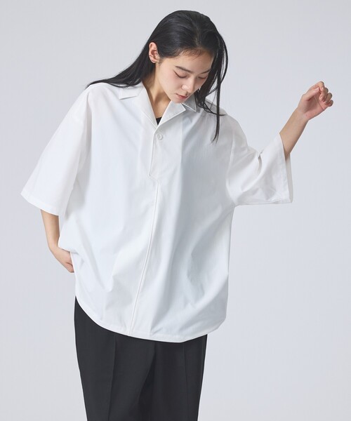 FORTUNA HOMME（フォルトゥナオム）の「【FORTUNA /フォルトゥナ】ECOTEC OpenCollarPO-Shirts/エコテックオープンカラープルオーバーシャツ/ユニセックス/【WEB限定】（シャツ/ブラウス・メンズ・ブラック/ホワイト・M/L）」の8枚目の写真