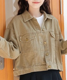 【26年春夏新作】ドロップショルダークロップド丈 カラーデニム ワークジャケット