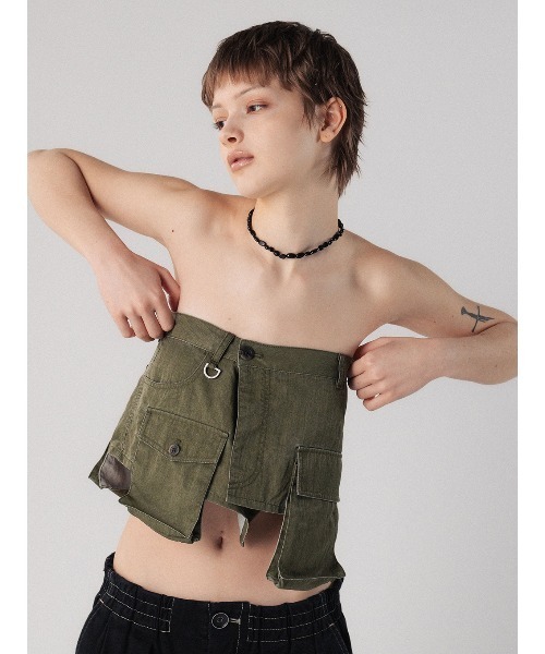 ELCHELE(エルチェレ)の「PIGMENT DYE UTILITY APRON(ベルト・レディース・ブラック/カーキ/オフホワイト・FREE)」の18枚目の写真