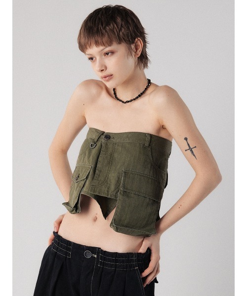 ELCHELE(エルチェレ)の「PIGMENT DYE UTILITY APRON(ベルト・レディース・ブラック/カーキ/オフホワイト・FREE)」の19枚目の写真