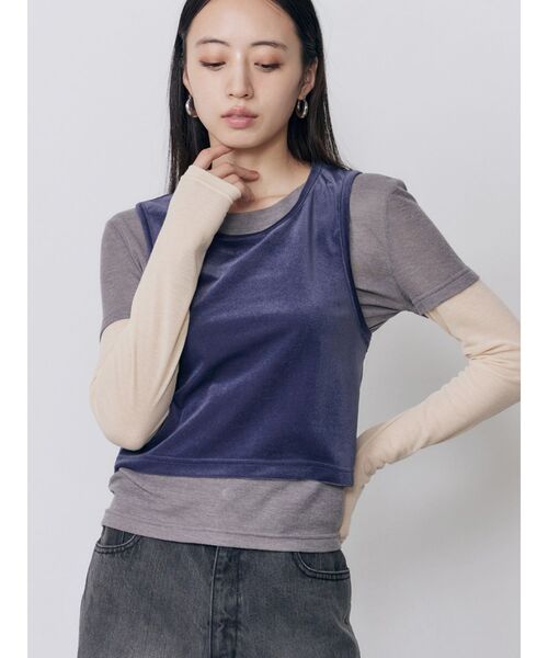 MURUA(ムルーア)の「マルチWAYセパレートトップス(Tシャツ/カットソー・レディース・ブラック/グレー・FREE)」の2枚目の写真