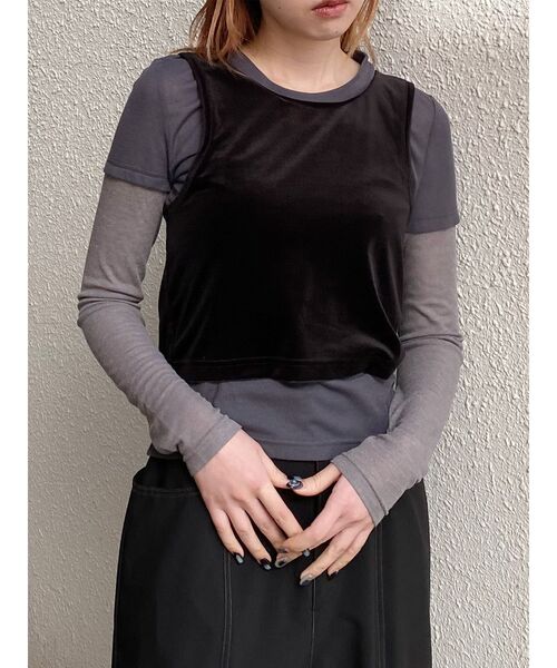 MURUA(ムルーア)の「マルチWAYセパレートトップス(Tシャツ/カットソー・レディース・ブラック/グレー・FREE)」の15枚目の写真