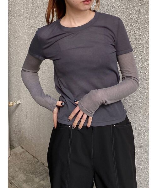 MURUA(ムルーア)の「マルチWAYセパレートトップス(Tシャツ/カットソー・レディース・ブラック/グレー・FREE)」の19枚目の写真