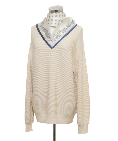 MACKINTOSH PHILOSOPHY（ﾏｯｷﾝﾄｯｼｭ ﾌｨﾛｿﾌｨｰ）の「日本製 スカーフ シルク100％ バンダナプリント 68*68（バンダナ/スカーフ・レディース・ミント/ネイビー/オフホワイト・FREE）」の10枚目の写真