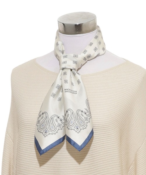 MACKINTOSH PHILOSOPHY（ﾏｯｷﾝﾄｯｼｭ ﾌｨﾛｿﾌｨｰ）の「日本製 スカーフ シルク100％ バンダナプリント 68*68（バンダナ/スカーフ・レディース・ミント/ネイビー/オフホワイト・FREE）」の12枚目の写真