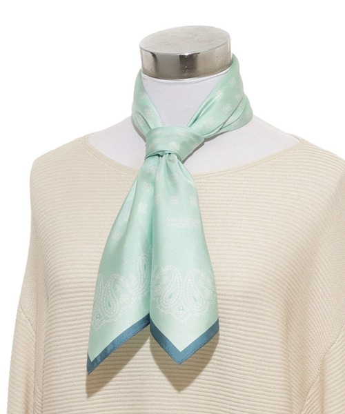 MACKINTOSH PHILOSOPHY（ﾏｯｷﾝﾄｯｼｭ ﾌｨﾛｿﾌｨｰ）の「日本製 スカーフ シルク100％ バンダナプリント 68*68（バンダナ/スカーフ・レディース・ミント/ネイビー/オフホワイト・FREE）」の13枚目の写真