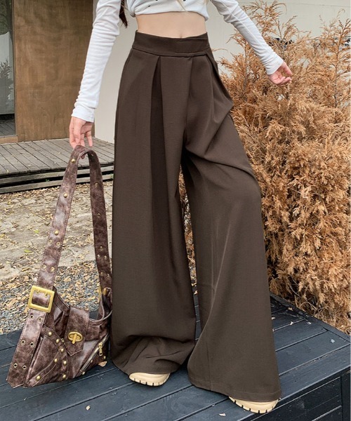kirakiraShop(キラキラショップ)の「ウエスト調節 タック ワイドパンツ(その他パンツ・レディース・ワイン/ブラック/チャコール/ブラウン・XL/L/M/S)」の18枚目の写真