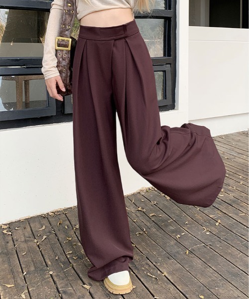 kirakiraShop(キラキラショップ)の「ウエスト調節 タック ワイドパンツ(その他パンツ・レディース・ワイン/ブラック/チャコール/ブラウン・XL/L/M/S)」の21枚目の写真