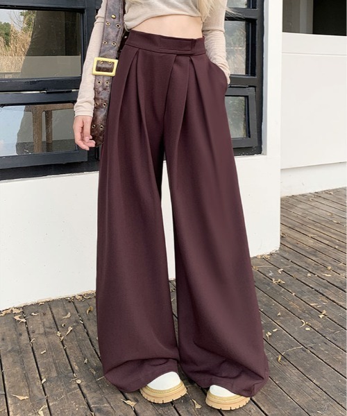 kirakiraShop(キラキラショップ)の「ウエスト調節 タック ワイドパンツ(その他パンツ・レディース・ワイン/ブラック/チャコール/ブラウン・XL/L/M/S)」の22枚目の写真