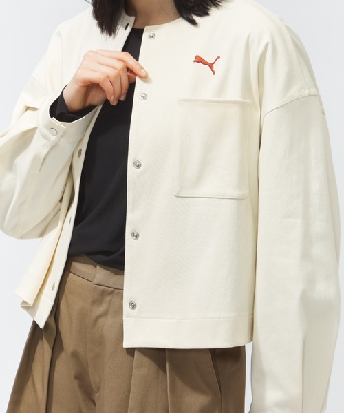 PUMA(プーマ)の「プーマ PUMA ESS ELEVATED デニムライク JKT(デニムジャケット・レディース・ネイビー/クリーム/ブラック・S/M/L)」の3枚目の写真