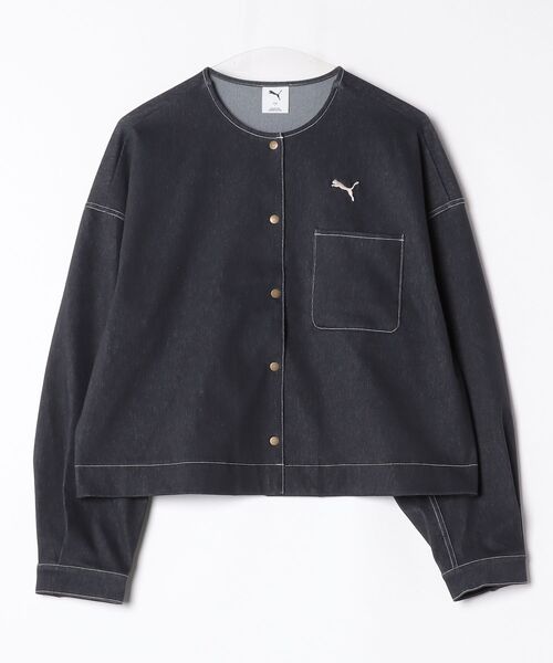 PUMA(プーマ)の「プーマ PUMA ESS ELEVATED デニムライク JKT(デニムジャケット・レディース・ネイビー/クリーム/ブラック・S/M/L)」の11枚目の写真