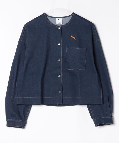 PUMA(プーマ)の「プーマ PUMA ESS ELEVATED デニムライク JKT(デニムジャケット・レディース・ネイビー/クリーム/ブラック・S/M/L)」の12枚目の写真