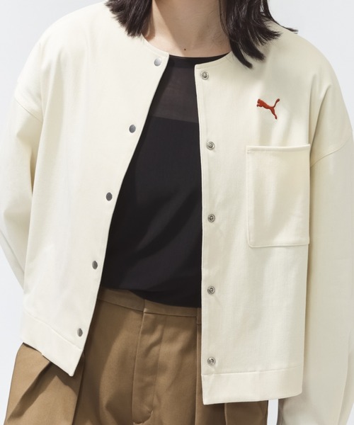 PUMA(プーマ)の「プーマ PUMA ESS ELEVATED デニムライク JKT(デニムジャケット・レディース・ネイビー/クリーム/ブラック・S/M/L)」の17枚目の写真
