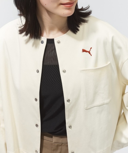 PUMA(プーマ)の「プーマ PUMA ESS ELEVATED デニムライク JKT(デニムジャケット・レディース・ネイビー/クリーム/ブラック・S/M/L)」の15枚目の写真