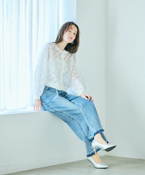 Audie a Muses(オーディアミューズ)の「ウエストドロストワイドデニム(デニムパンツ・レディース・ネイビー・36/38/42)」の2枚目の写真