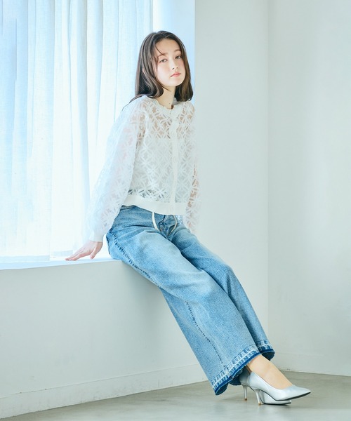 Audie a Muses(オーディアミューズ)の「ウエストドロストワイドデニム(デニムパンツ・レディース・ネイビー・36/38/42)」の4枚目の写真