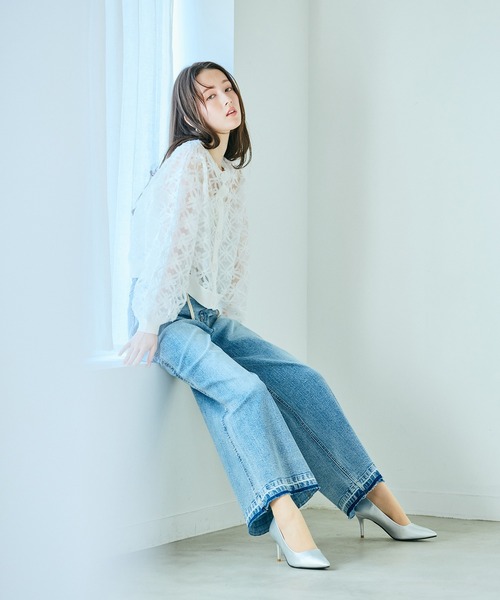 Audie a Muses(オーディアミューズ)の「ウエストドロストワイドデニム(デニムパンツ・レディース・ネイビー・36/38/42)」の6枚目の写真