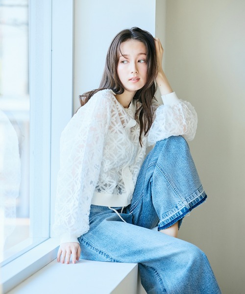 Audie a Muses(オーディアミューズ)の「ウエストドロストワイドデニム(デニムパンツ・レディース・ネイビー・36/38/42)」の10枚目の写真