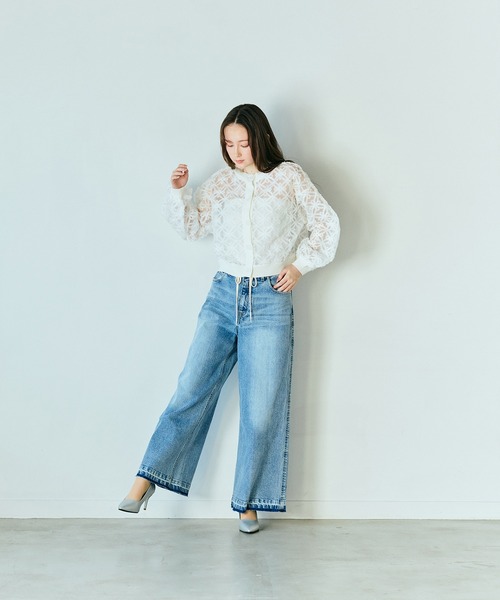 Audie a Muses(オーディアミューズ)の「ウエストドロストワイドデニム(デニムパンツ・レディース・ネイビー・36/38/42)」の14枚目の写真