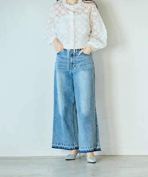 Audie a Muses(オーディアミューズ)の「ウエストドロストワイドデニム(デニムパンツ・レディース・ネイビー・36/38/42)」の18枚目の写真