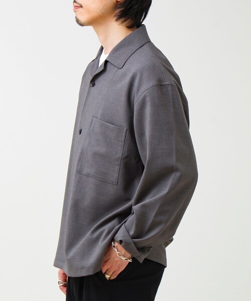 GLOSTER（グロスター）の「【春夏に着たい上品素材】リネンタッチドビーワークシャツ（シャツ/ブラウス・メンズ・グレー/ブラック・S/M/L）」の8枚目の写真