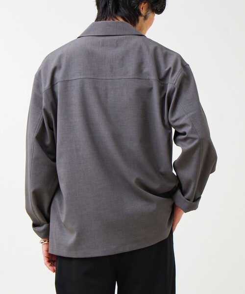 GLOSTER（グロスター）の「【春夏に着たい上品素材】リネンタッチドビーワークシャツ（シャツ/ブラウス・メンズ・グレー/ブラック・S/M/L）」の9枚目の写真